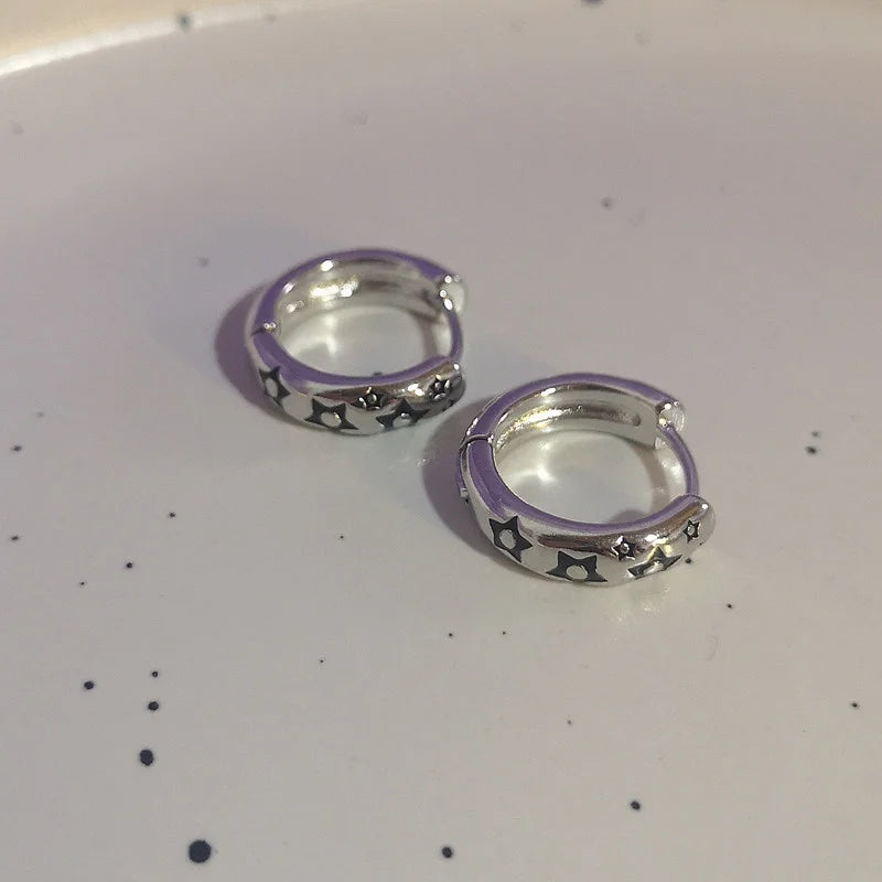 New Trendy Star Zirconia Stud Earrings for Women Girls Hiphop Punk Cool Star Hoop Earrings Party Jewelry Gift