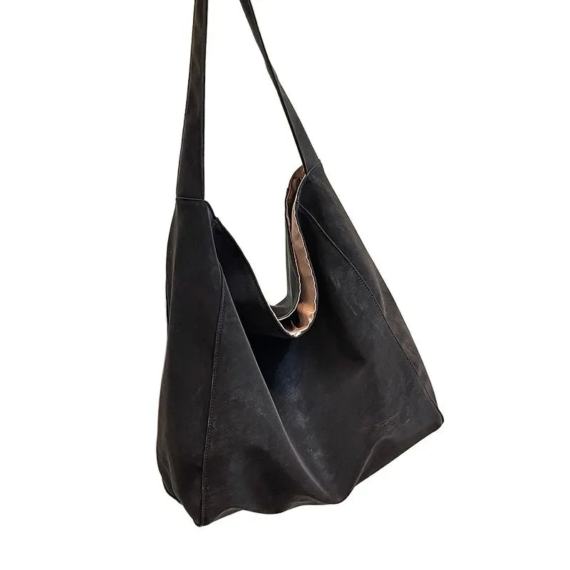 Faux Suede Solid Color Simple Casual Tote 2025 Winter Retro Shoulder Bags Large Capacity Temperament Versatile Women's Handbags