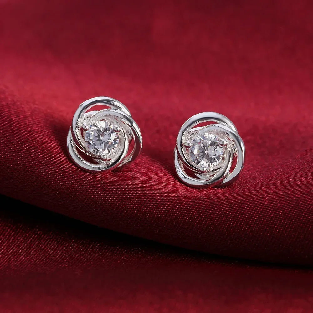 New Original 925 Sterling Silver Shiny zircon studs Earrings for Women Luxury Fashion Party Wedding Accessories Jewelry Gifts