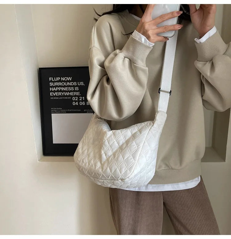 2025 Spring Grid Dumpling Bag Women Crossbody Shoulder Bag ins Design Casual Daily Use Purse