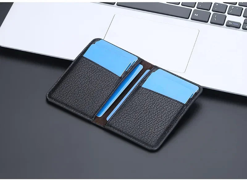 Men's Minimalist Leather Card Wallet Slim Thin Soft Purse Small Credit Card Holder Bank ID Mini Organizer for Men