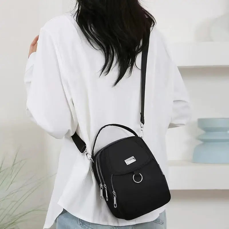 Fashion Simple Oxford Women's Crossbody Bag with Multiple Zipper Pockets Casual Mini Shoulder Bag with Chic Design for Daily Use