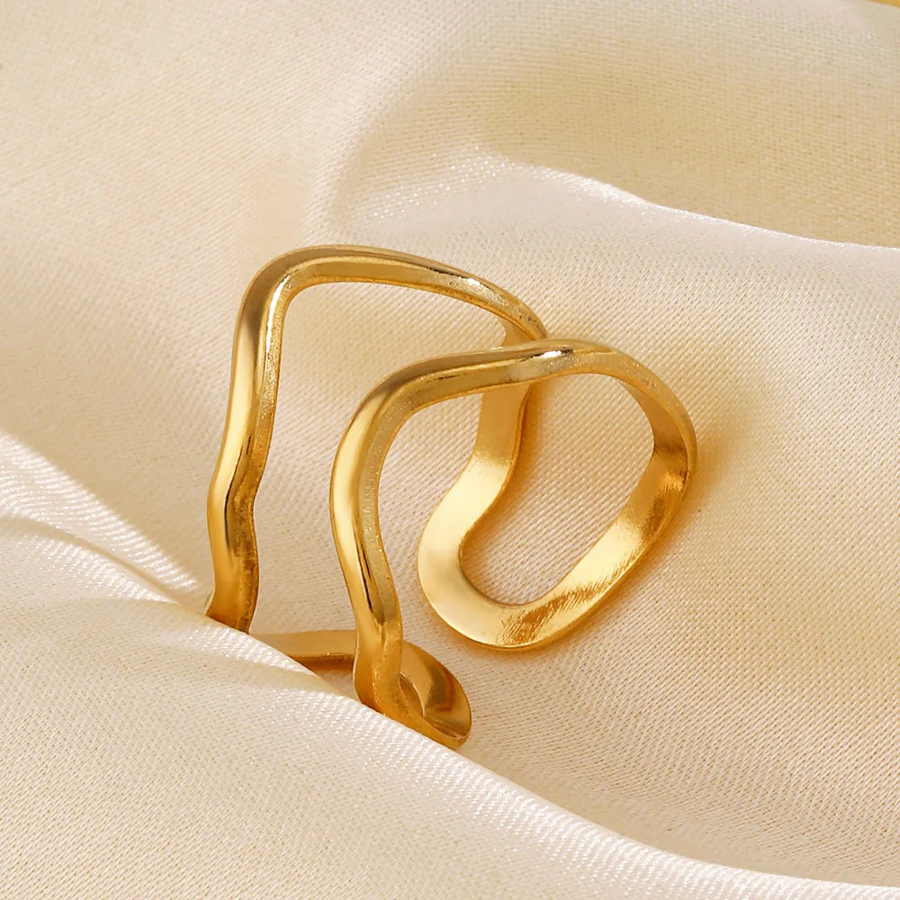 Adjustable Double Layer Ring - Minimalist Stainless Steel Jewelry, Hypoallergenic Stackable Ring, Dainty Everyday Gift for Women