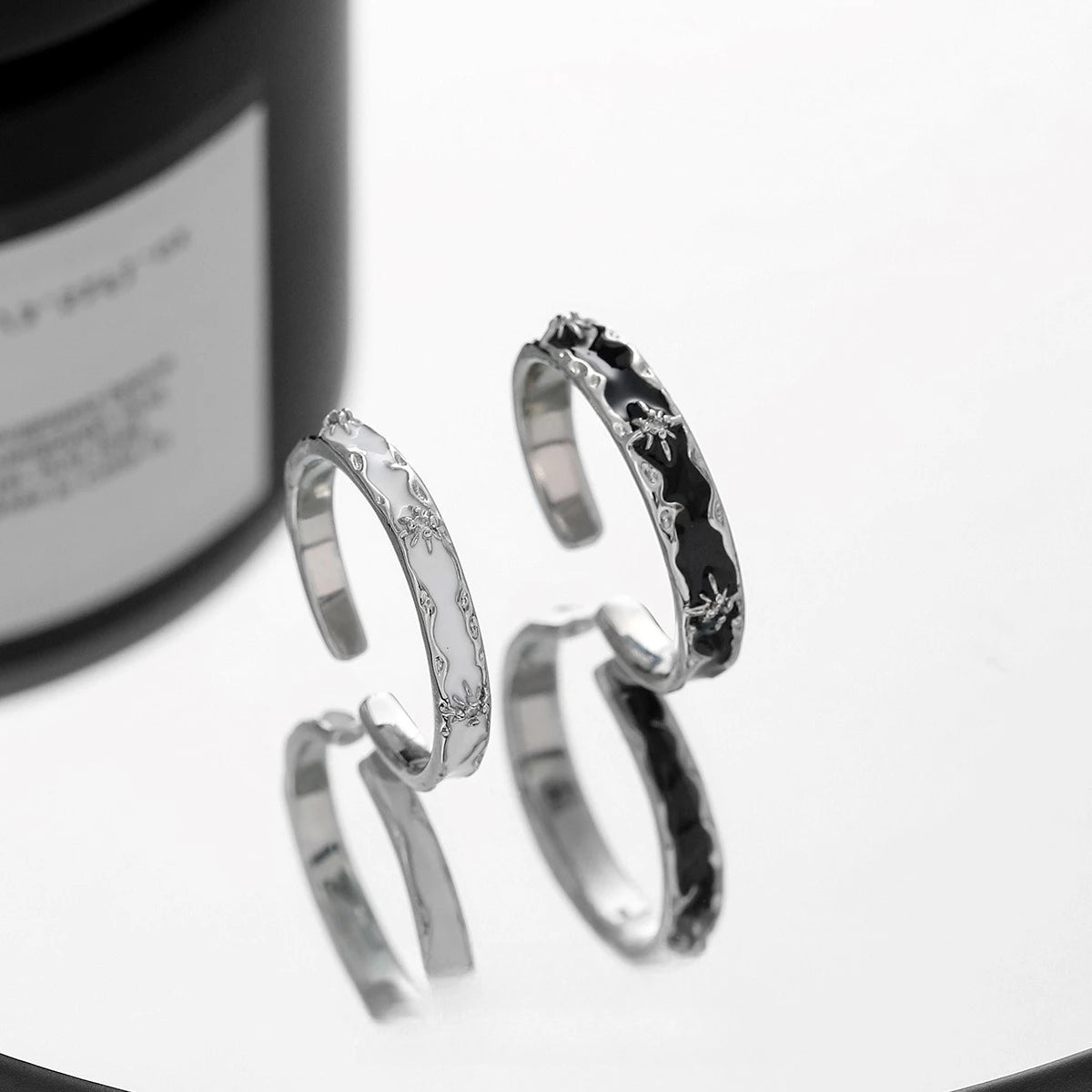 Adjustable Star Couple Rings Stainless Steel Punk Style Comfort Fit 2-Tone Daily Wear Jewelry for Men And Women Gift Idea