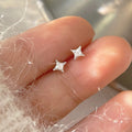 Silver Zircon Star Tiny Stud Earrings for Women Fine Jewelry Minimalist Ear Hole Care Accessories Gifts
