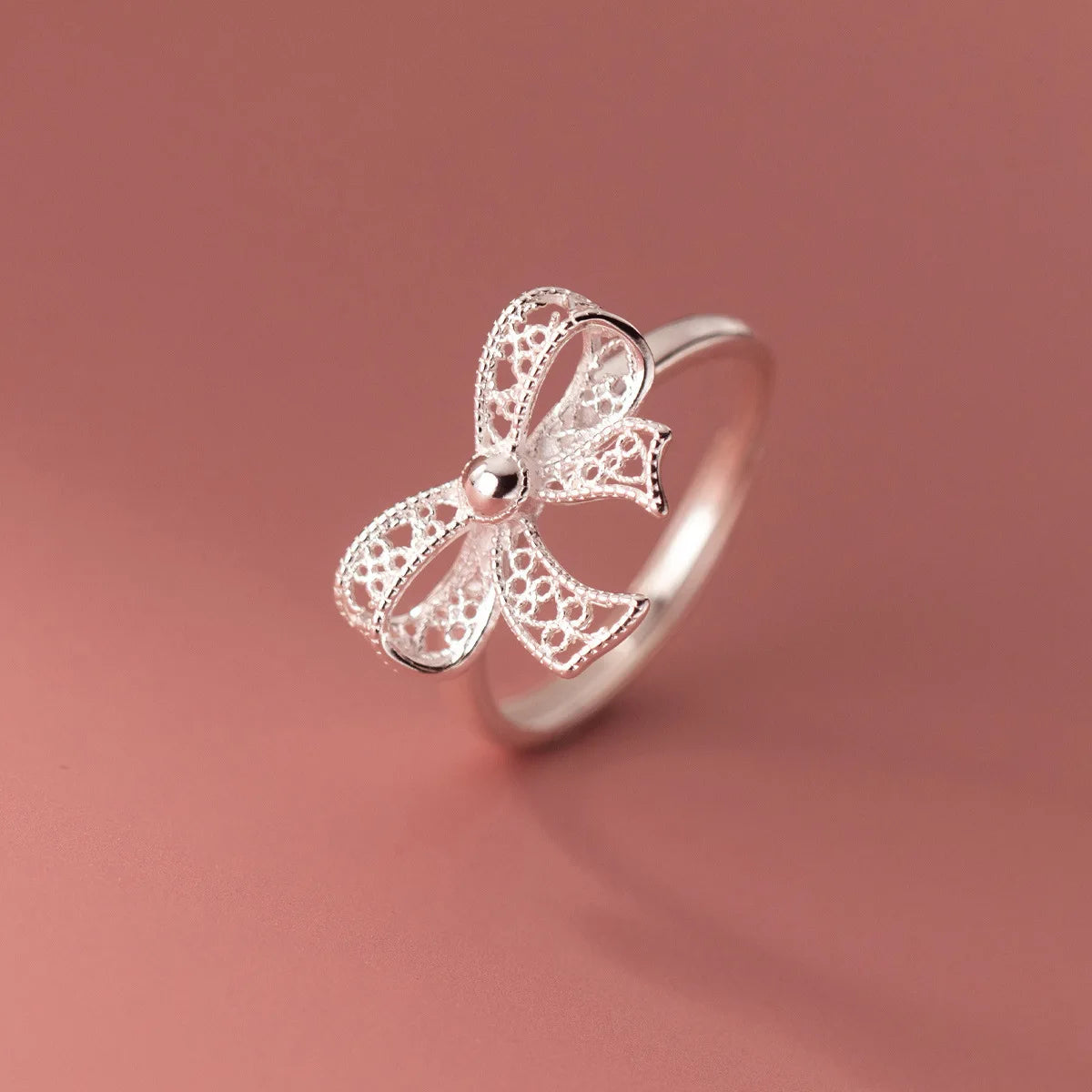 925 Sterling Silver Bow Adjustable Rings For Women Luxury Quality Jewelry Gift Female Wholesale Accessories Jewellery