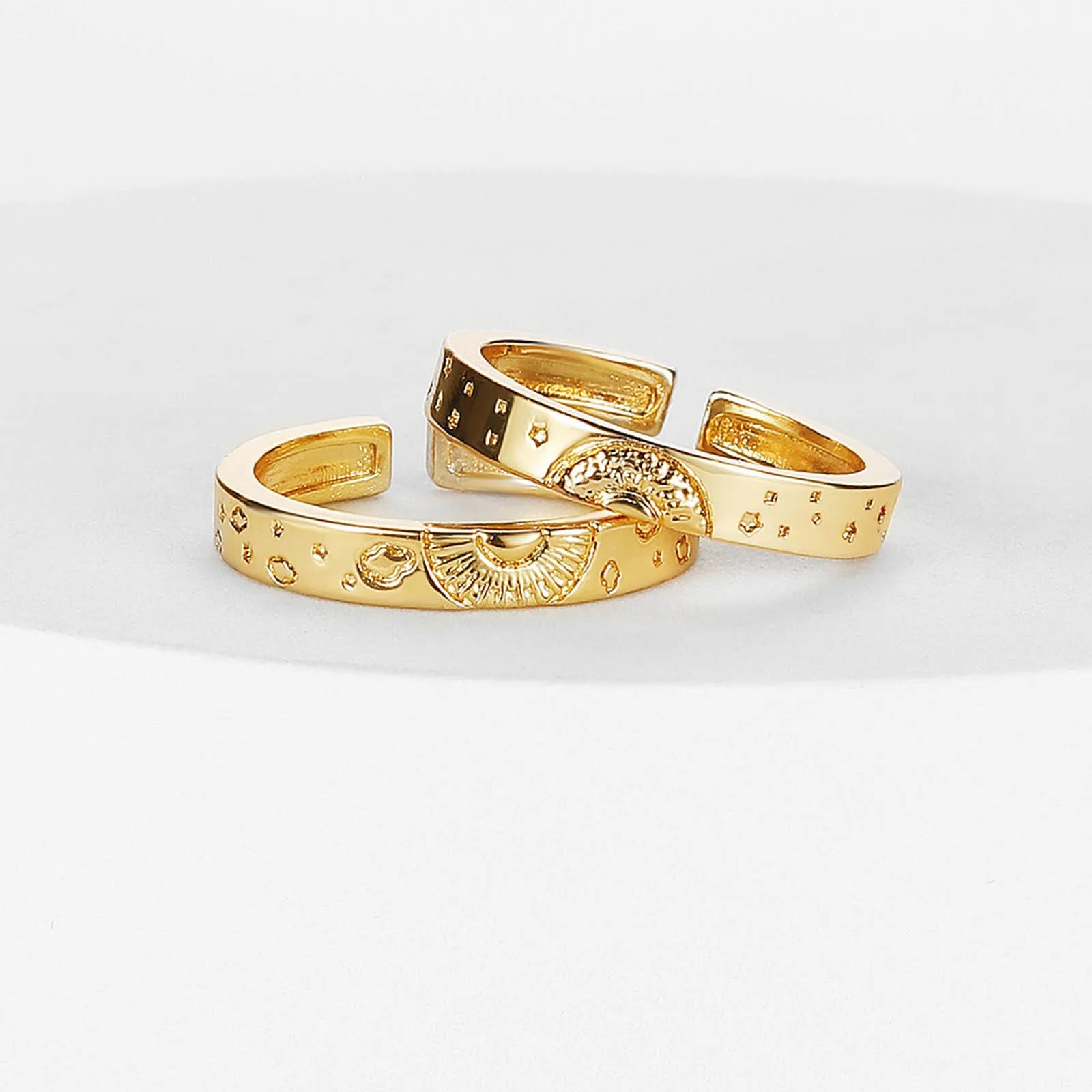 Adjustable Sun and Moon Couple Promise Ring, Boyfriend Girlfriend Matching Band, Price for Pair