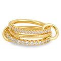 Luxury Cubic Zirconia Gold Plating Multilayer Connecting Rings for Women Fashion Mixed Color Stackable Finger Ring Party Jewelry