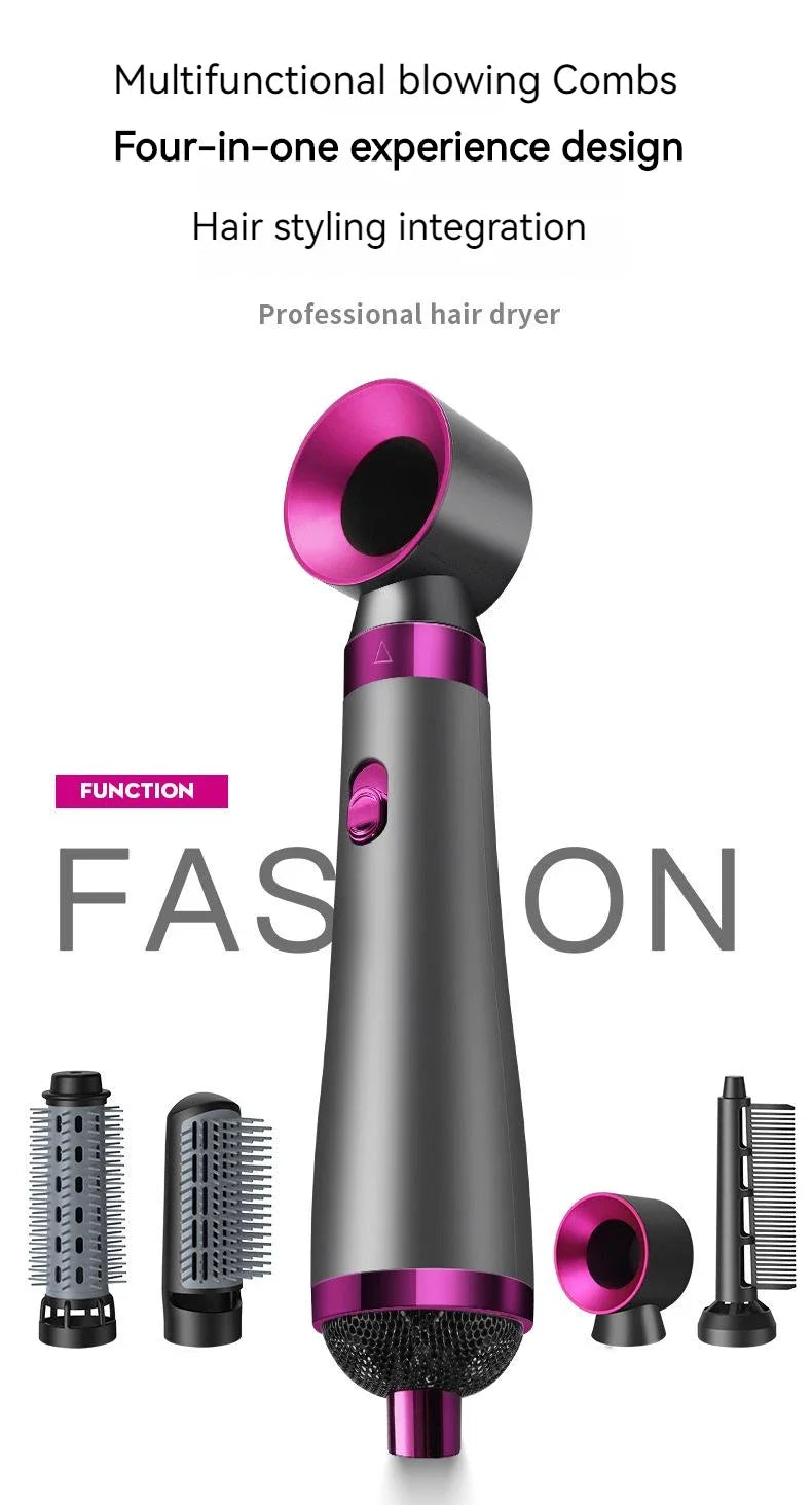 5 In 1 Hair Dryer Hot Air Comb Electric Curling Straight Hair Comb Negative Ion Hair Dryer One Step Brush 220V EU 110V US