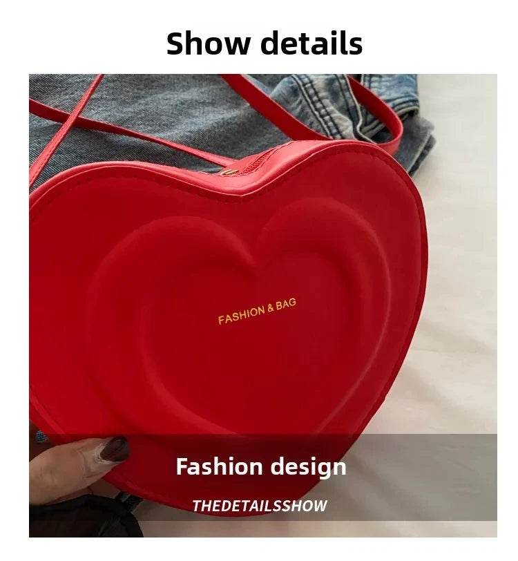 Fashion Heart Shape Crossbody Bags for Women Niche Design Solid Color Ladies Shoulder Bag Lightweight Female Love Handbags