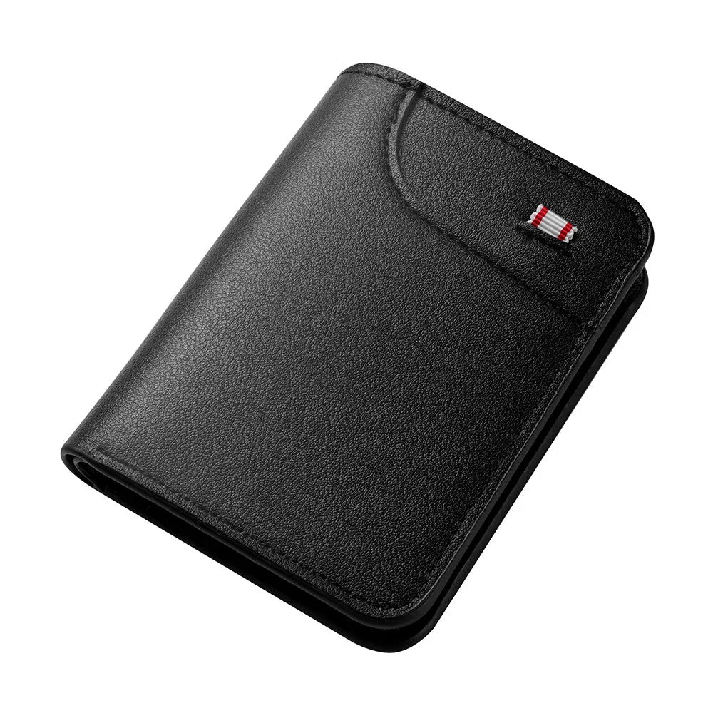 Minimalist PU Leather Retro Men's Wallet Black Coffee Ultra Thin Multiple Pockets Soft Two-Fold ID Card Holder Credit Card 2026