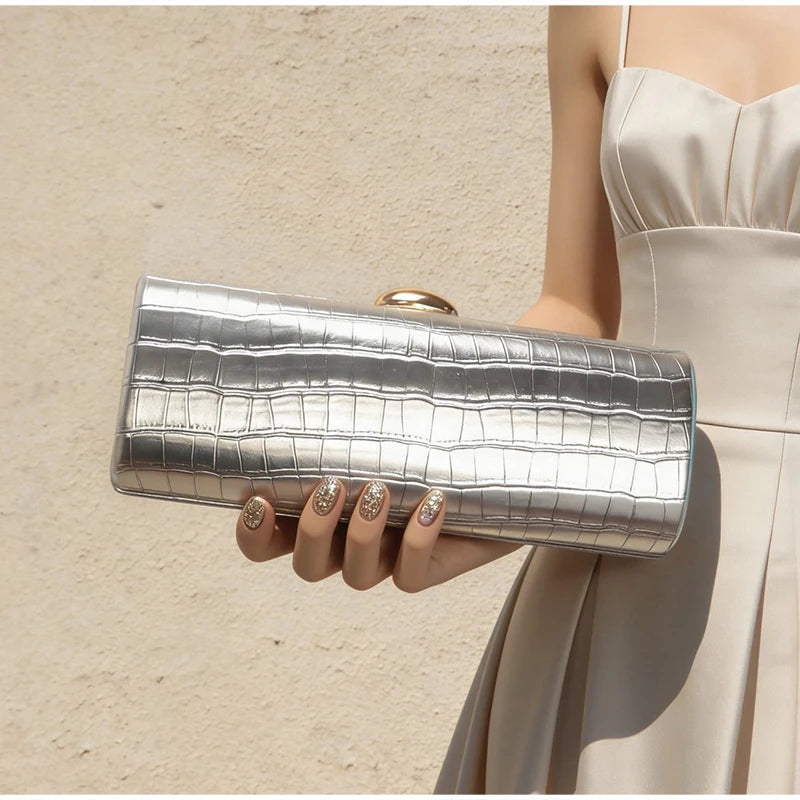 Brand Design Evening Bag Fashion Crossbody Bag Double-sided Crocodile-patterned Chain Shoulder Bag Elegant Women's Clutch Bag