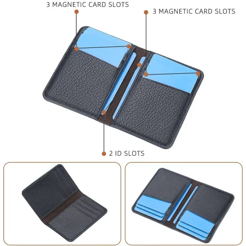 Men's Minimalist Leather Card Wallet Slim Thin Soft Purse Small Credit Card Holder Bank ID Mini Organizer for Men