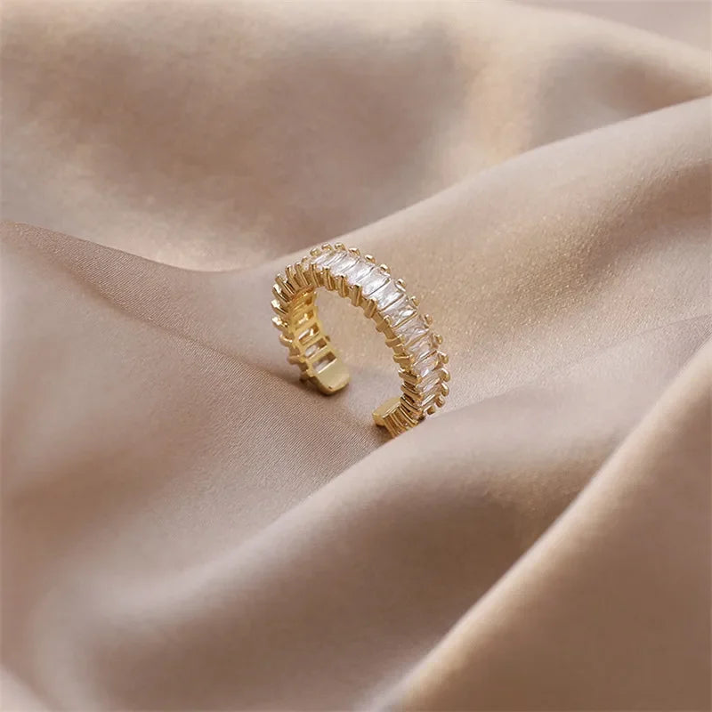 Luxury Retro Gold Color Double Oil Drip Open Rings for Women Irregular Adjustable Finger Ring 2023 New Trendy Wedding Jewelry