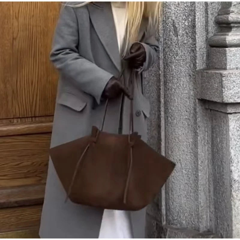 Luxury Faux Suede Women's Tote Bag Large Capacity Shoulder Bag Designer Handbag Wing-shaped Storage Bag Chic Frosted Shoppingbag