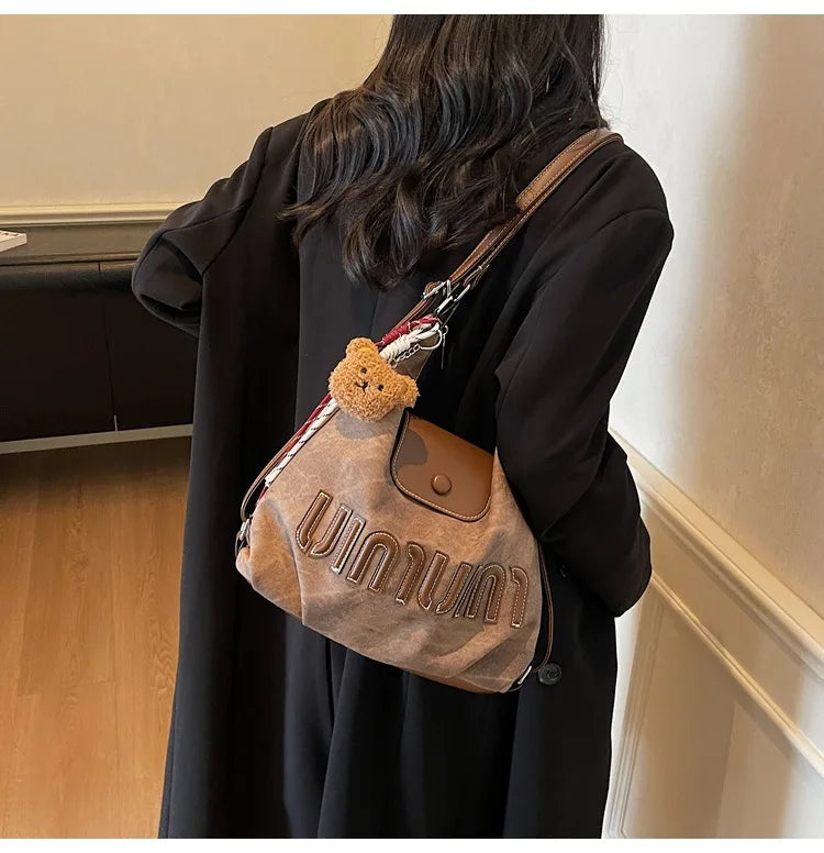 2026 Brown Suede Convertible Tote Backpack, Large Capacity 3-in-1 Work Bag, Adjustable Crossbody Shoulder Bag for Women Commute