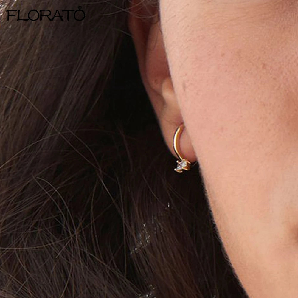 Inlaid Crystal Stud Earrings 925 Sterling Silver Ear Needle CZ Earrings For Women Fashion Popular Jewelry Exquisite Gift