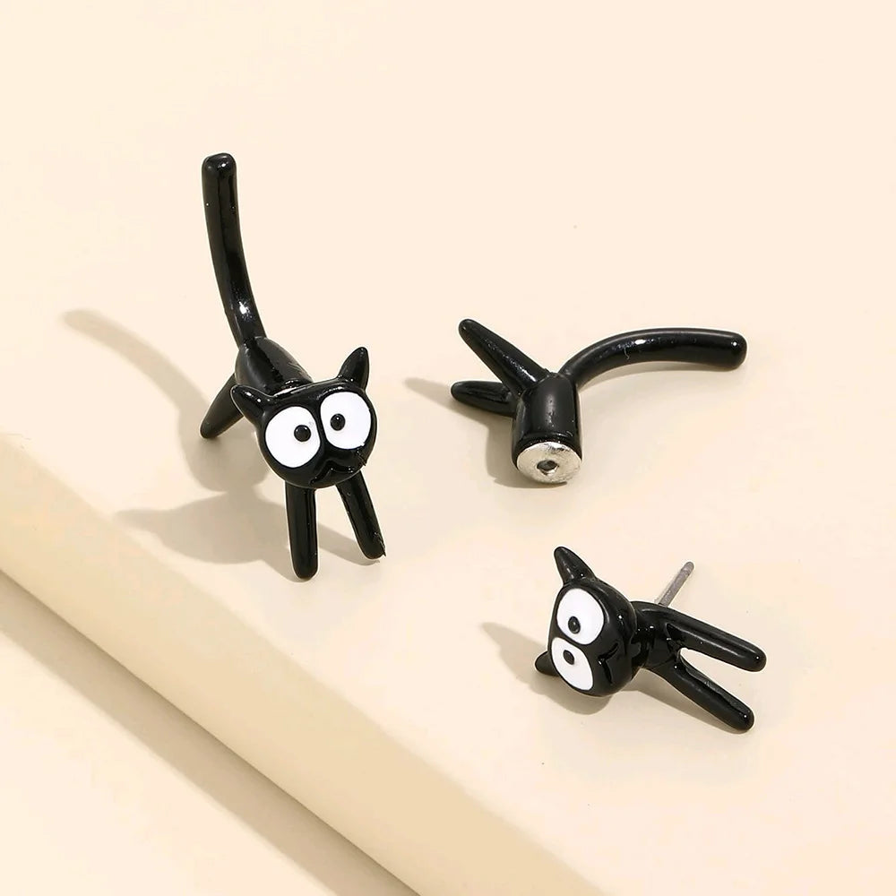 Minimalist Black Cat Earrings for Women Girl Fashion Cute Animal Kitten Stud Earrings Party Gifts Y2K Decor Jewelry Accessories