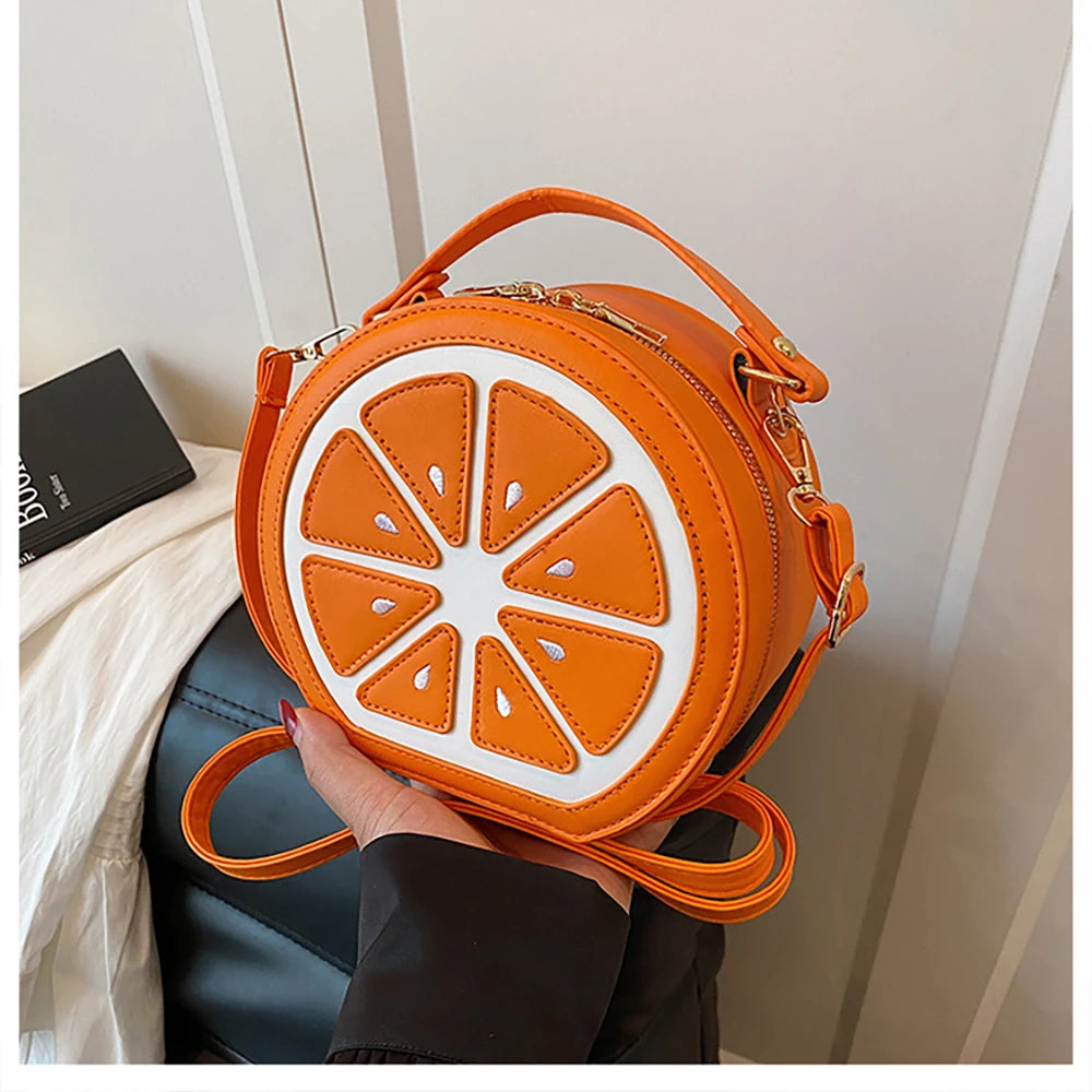 Creative Fruit Design Crossbody Bags for Women Phones Summer Cute Orange-Slices Shaped Circular Small Single Shoulder Bag 2025