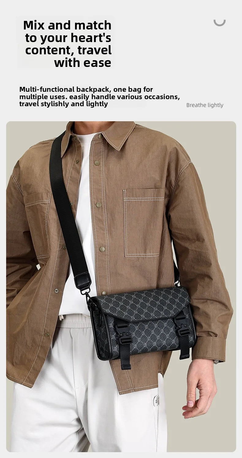2026 New Design Shoulder Bag Men Crossbody Bag Fashion Business PU Leather Shoulder Bag Male Mobile Phone Bag Purses Handbags