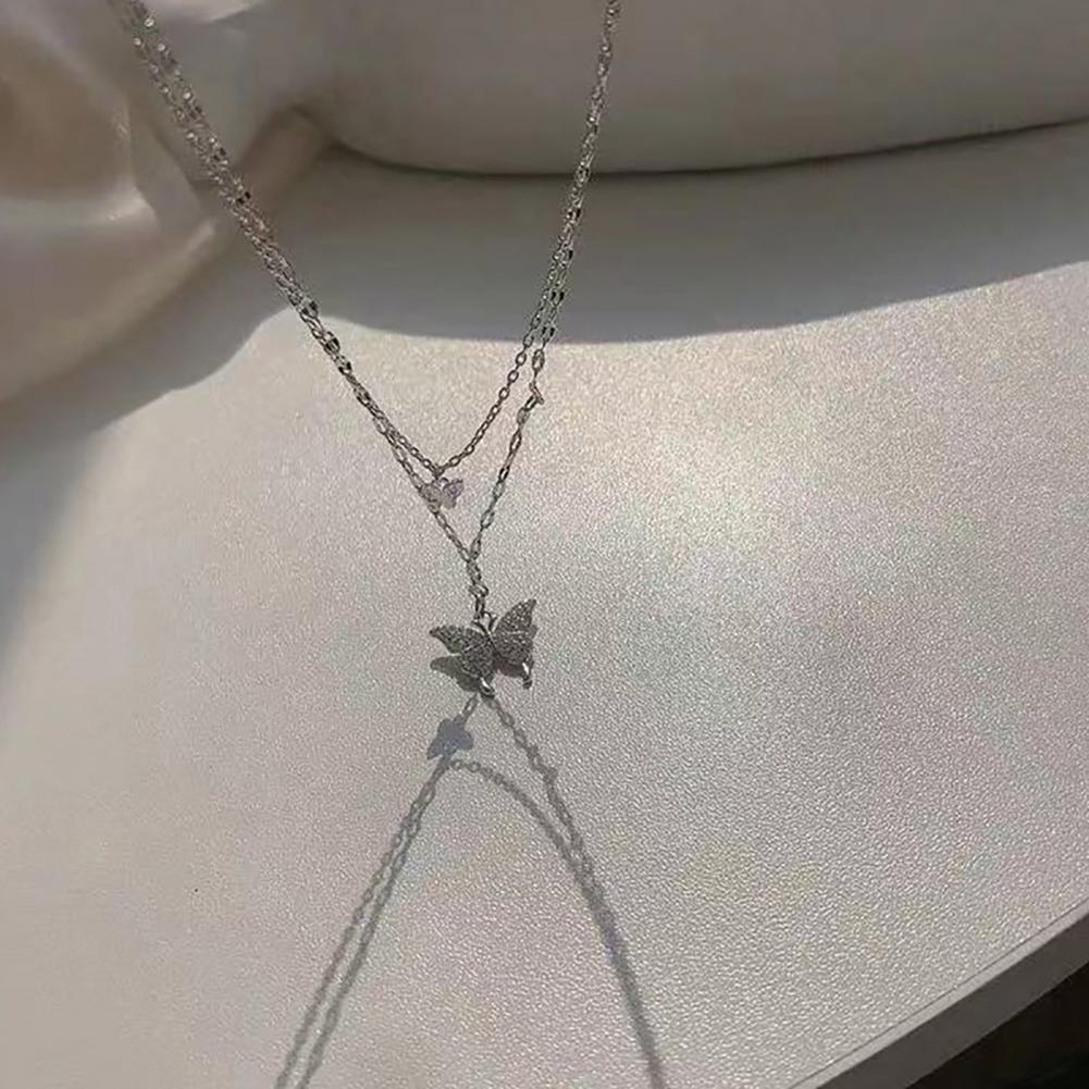 2023 New Butterfly Necklace Double Layer Rust-proof Alloy Butterfly pendant Personality Fashion Clavicle Chain for Women
