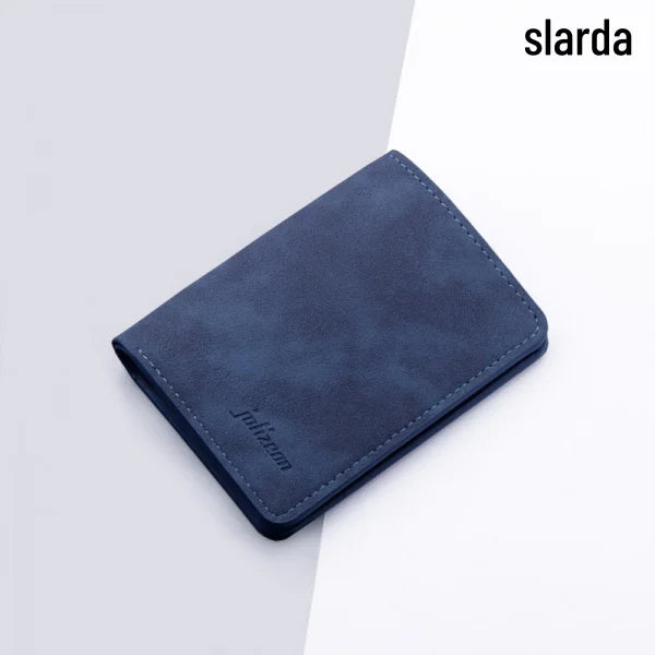 Ultra-Thin Mini Wallet Card Holder Unisex Design for Men Women Multifunctional with License/ID Vertical Leather Case for Storage