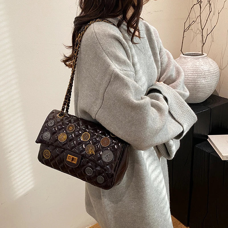 Stylish Leather Crossbody Bag for Women Ladies Luxury Brand Famous Designer Handbag Classic Elegant Fashion Accessory