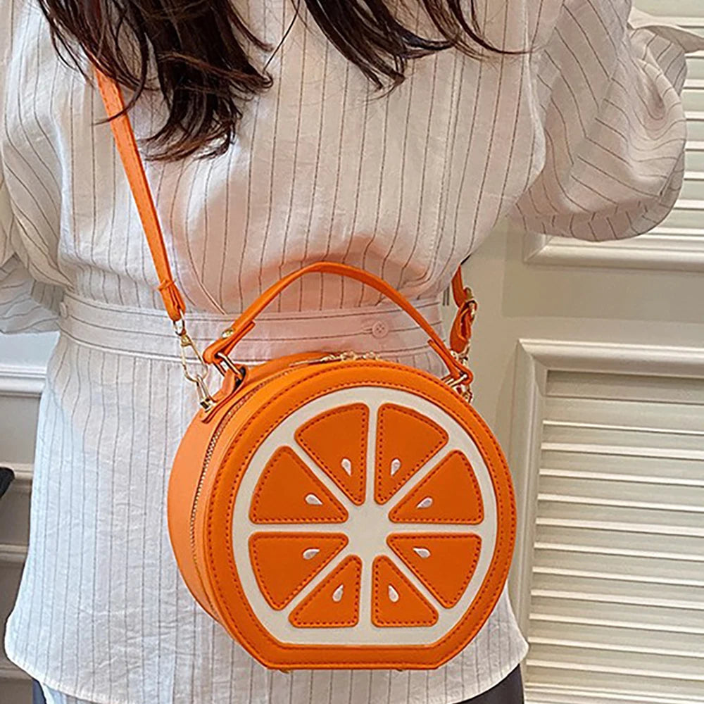 Creative Fruit Design Crossbody Bags for Women Phones Summer Cute Orange-Slices Shaped Circular Small Single Shoulder Bag 2025