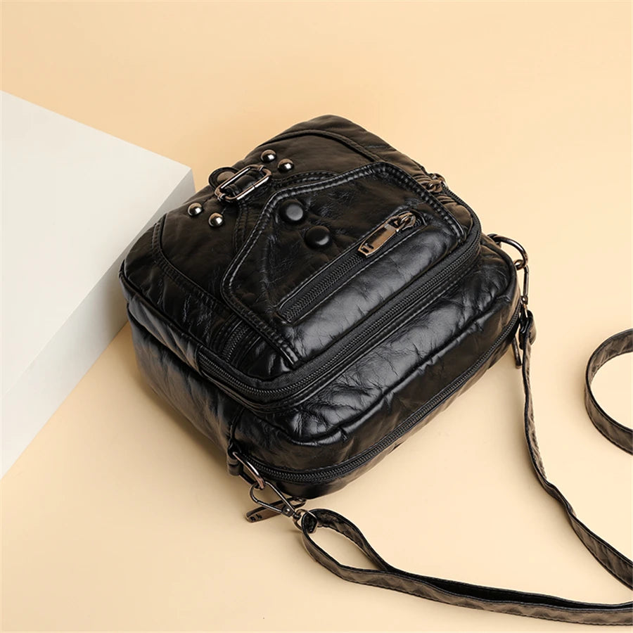 Many Pockets Shoulder Crossbody Bags for Women 2022 Brand Designr Soft Leather Handbags Leisure Style Ladies Messenger Bags Sac