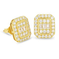 Hip Hop Punk Iced Out Zircon Stud Earrings for Men Women Gold Color Shiny Crystal Ear Accessories Hippie Fashion Jewelry OHE143