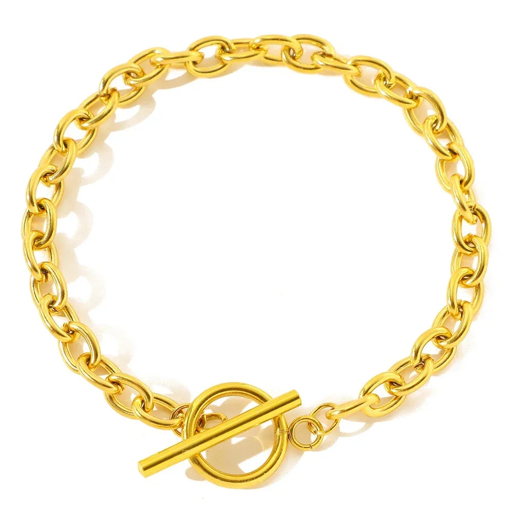 Simple Fashion Stainless Steel Bracelets Minimalist Design OT Buckle Chain Non-fading High-quality Bracelets for Women Jewelry