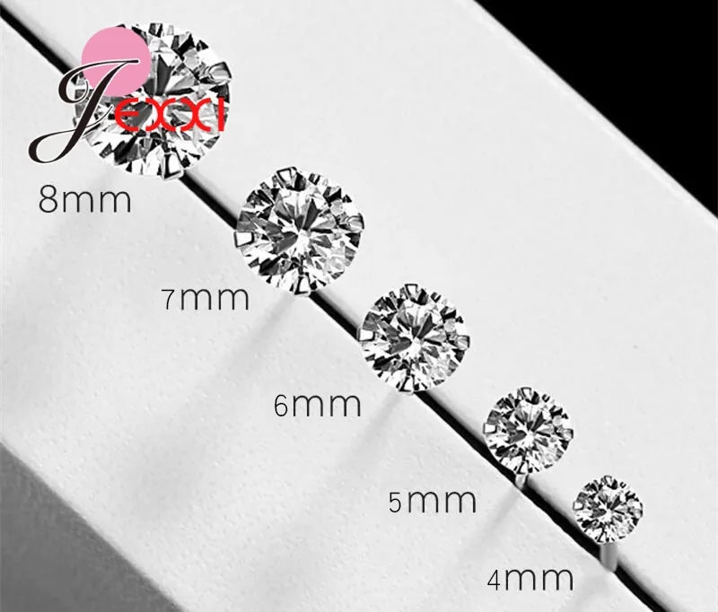 Beautiful Crystal Stud Earrings For lovely Women Female Pretty Gifts 100% 925 Sterling Silver Cubic Zirconia Hot Selling