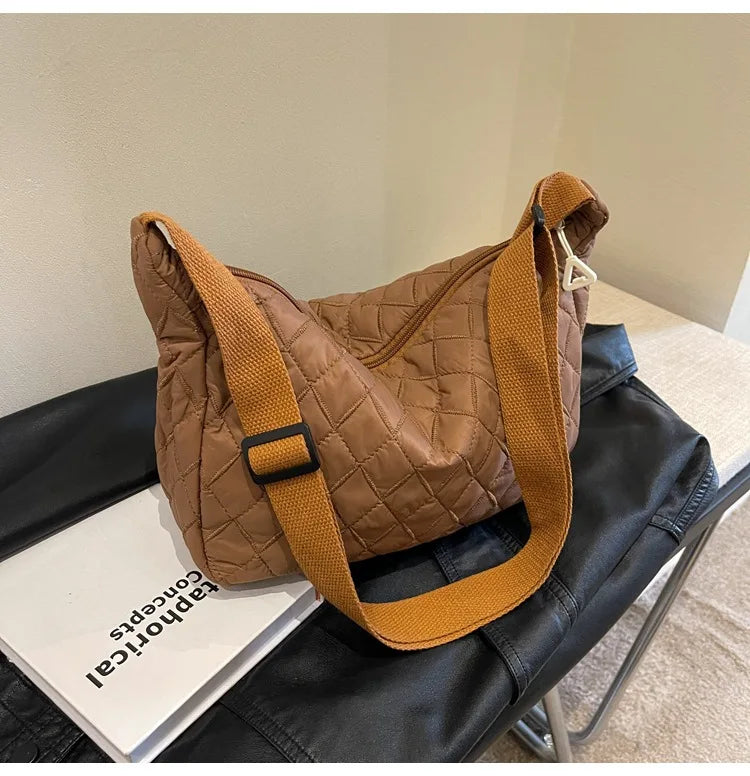 2025 Spring Grid Dumpling Bag Women Crossbody Shoulder Bag ins Design Casual Daily Use Purse