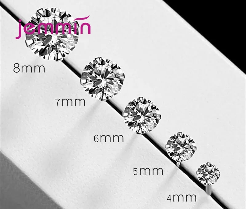 Women Classic Shining Zircon Stud Earrings 925 Silver  Ears Stud for Men Crystal Earrings Femme Jewelry Gift Wholesale