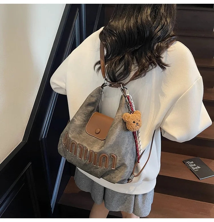 2026 Brown Suede Convertible Tote Backpack, Large Capacity 3-in-1 Work Bag, Adjustable Crossbody Shoulder Bag for Women Commute