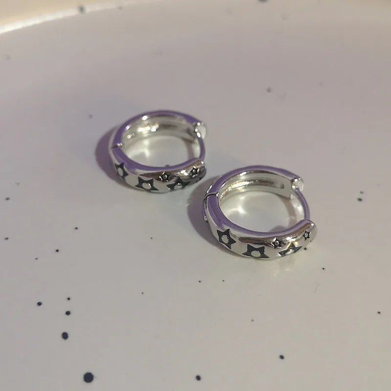 New Trendy Star Zirconia Stud Earrings for Women Girls Hiphop Punk Cool Star Hoop Earrings Party Jewelry Gift