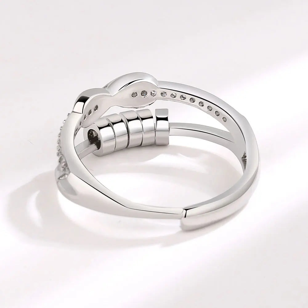 Luxury Infinite Love Adjustable Fidget Rings For Women Rotating Beads Crystal Anxiety Relief Spinning Ring Jewelry Anillos Mujer