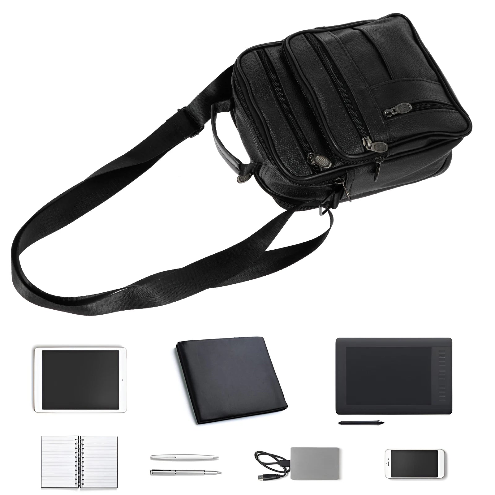 Shoulder Bag Men Small Crossbody Backpack Shoulder Bag with Adjustable Shoulder Straps PU Leather/Oxford Cloth Chest Bag Daypack