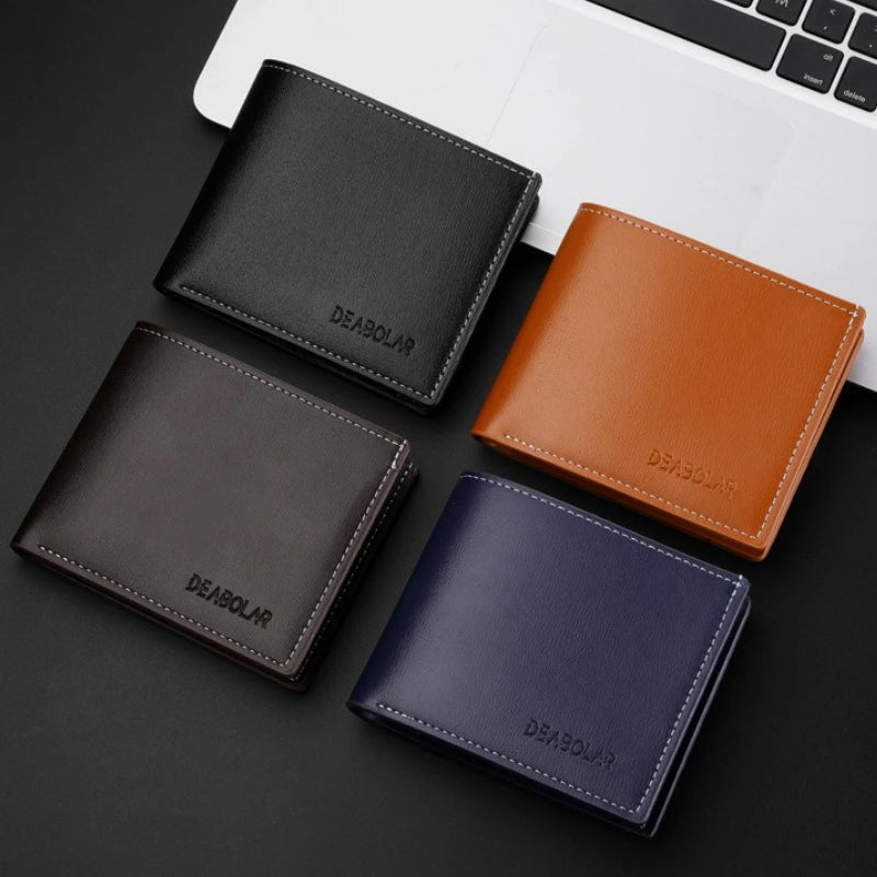 Minimalist Bifold Multi Male Card Holder High Quality PU Leather Men's Short Wallet With ID Window Folding Young Credit Purse