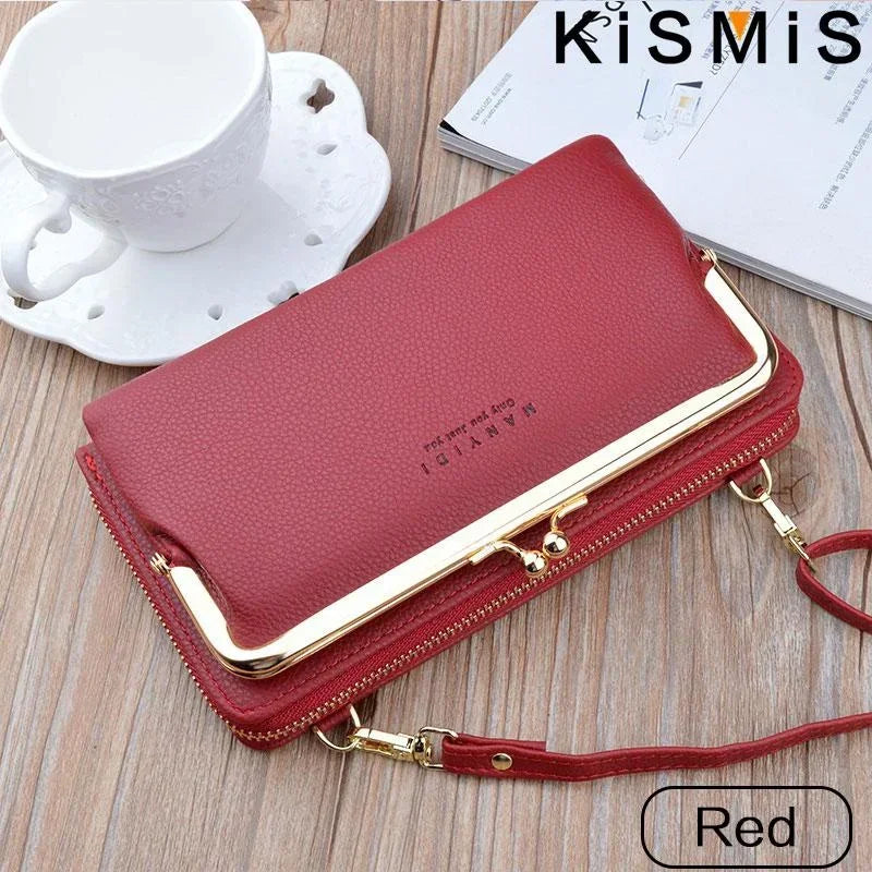 Ladies Crossbody Bag Double Layer PU Leather Handbag for Women Casual Shoulder Purse Wallet Clutch Everyday Use Travel