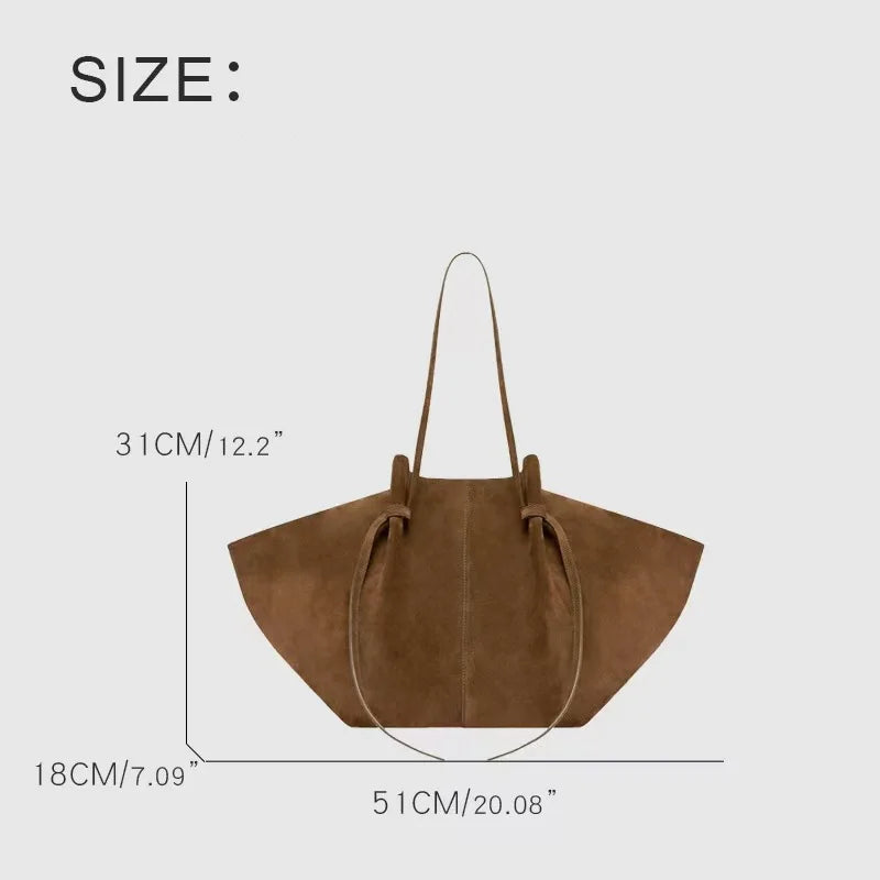 Luxury Faux Suede Women's Tote Bag Large Capacity Shoulder Bag Designer Handbag Wing-shaped Storage Bag Chic Frosted Shoppingbag