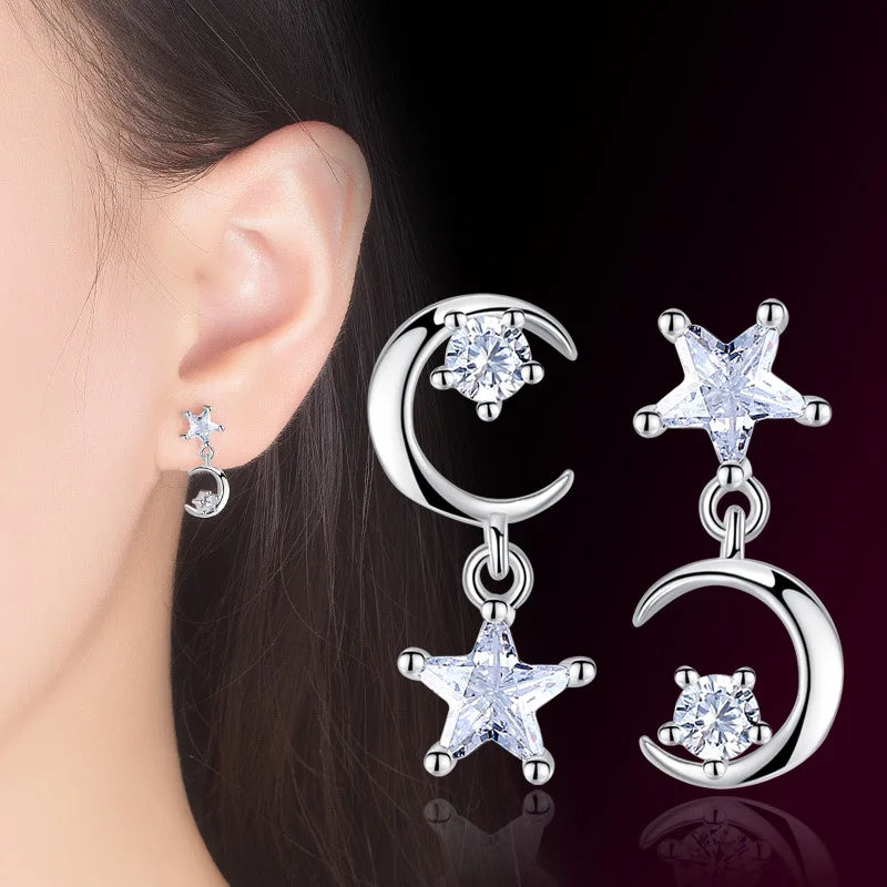 Zircon Real 925 Sterling Silver Earrings Channel Cubic Zirconia Silver Stud Earrings for Women Sterling Silver Jewelry ER454