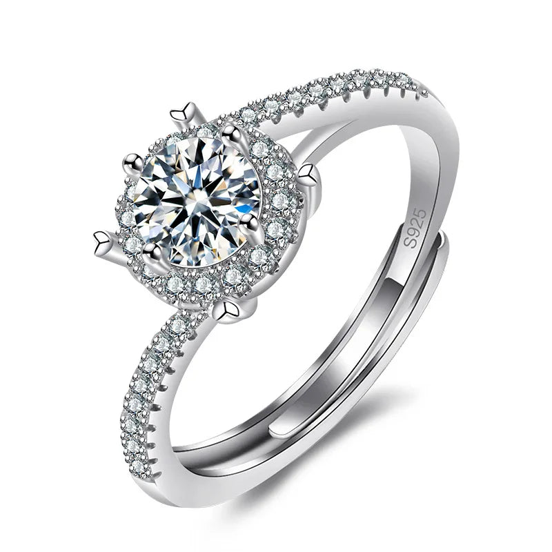925 Sterling Silver Ring Adjustable for Women Luxury Shining Beautiful Ring Fashion Wedding Jewelry Party Women Zircon Ring