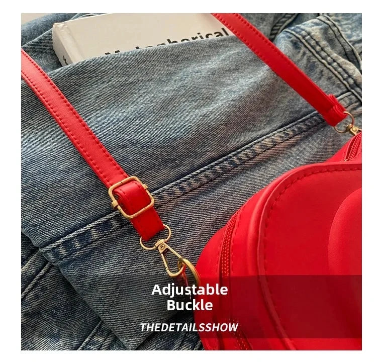 Fashion Heart Shape Crossbody Bags for Women Niche Design Solid Color Ladies Shoulder Bag Lightweight Female Love Handbags