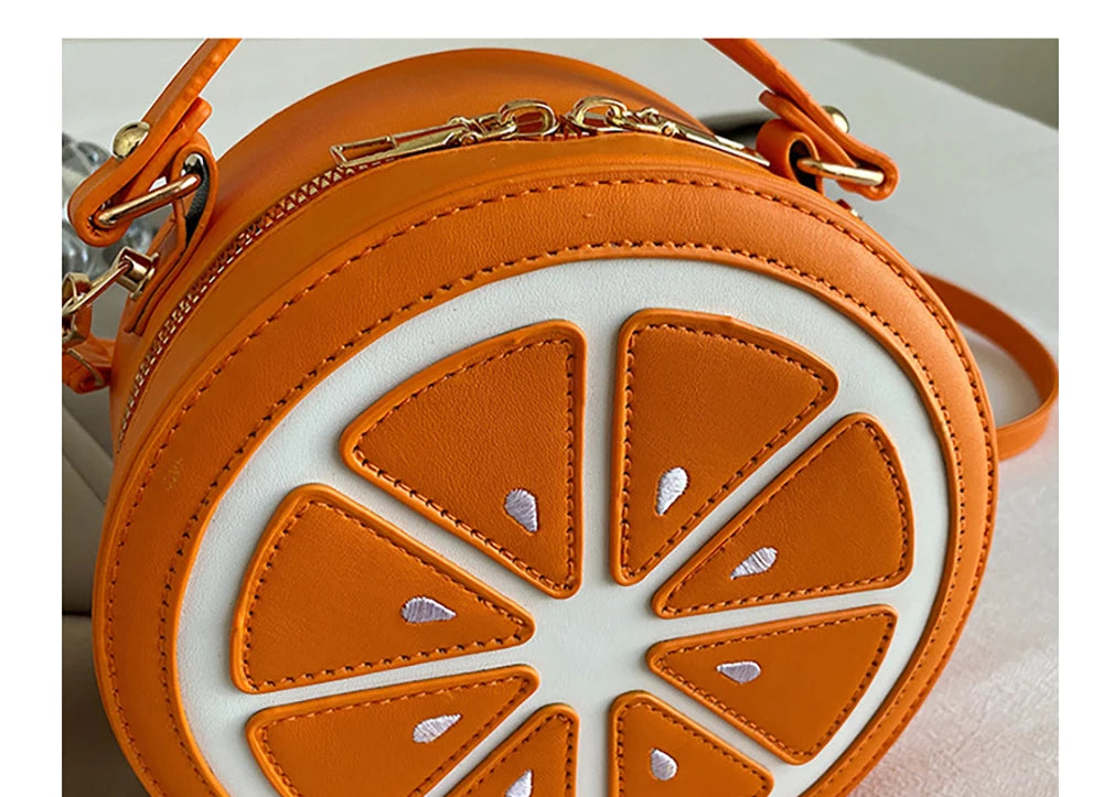 Creative Fruit Design Crossbody Bags for Women Phones Summer Cute Orange-Slices Shaped Circular Small Single Shoulder Bag 2025
