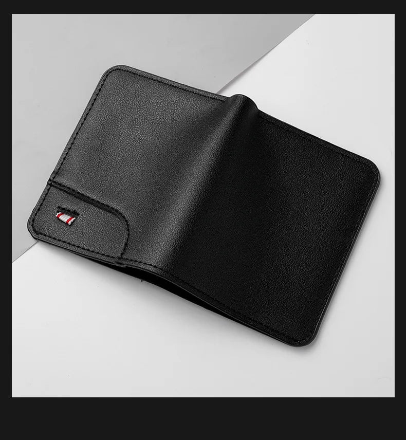 Minimalist PU Leather Retro Men's Wallet Black Coffee Ultra Thin Multiple Pockets Soft Two-Fold ID Card Holder Credit Card 2026