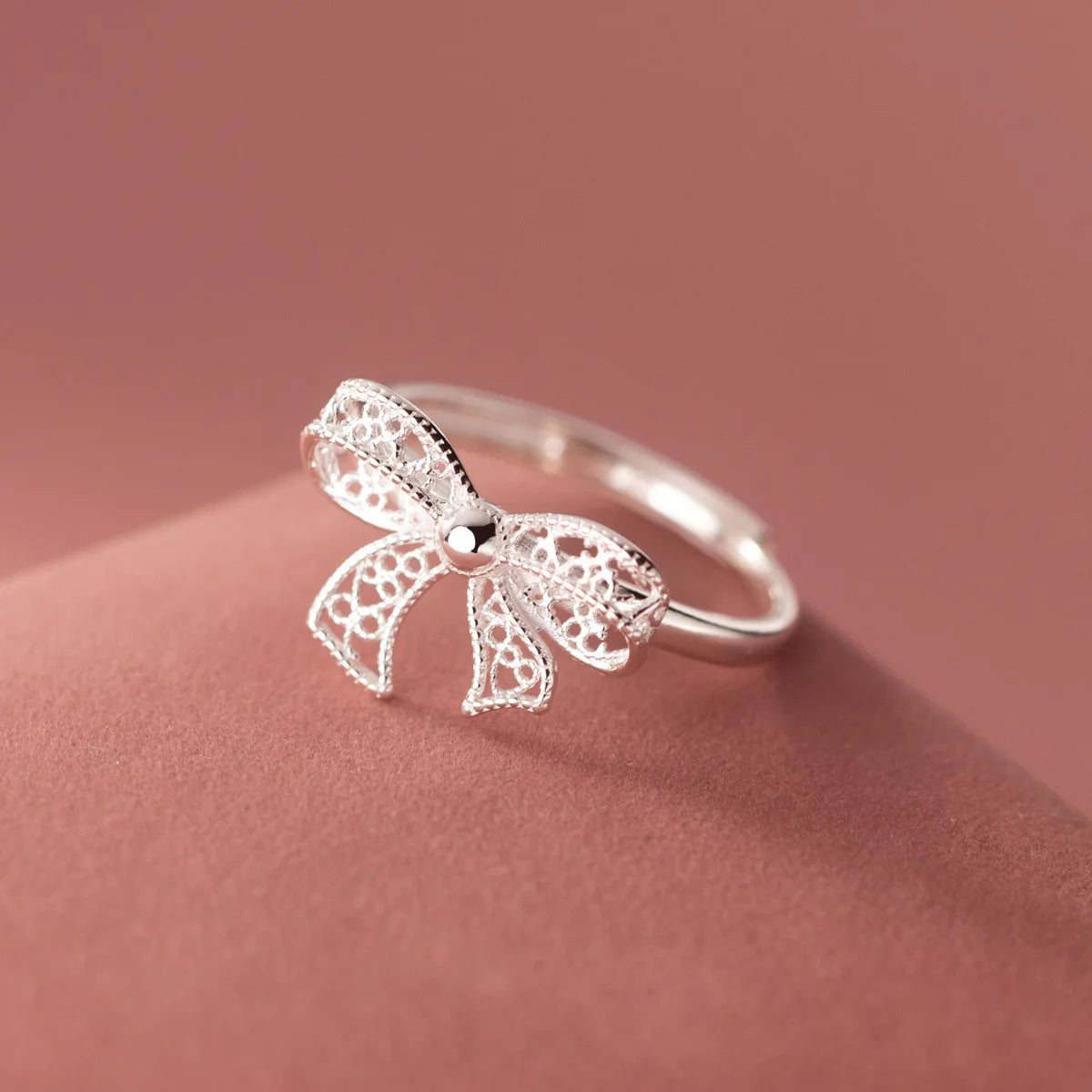 925 Sterling Silver Bow Adjustable Rings For Women Luxury Quality Jewelry Gift Female Wholesale Accessories Jewellery