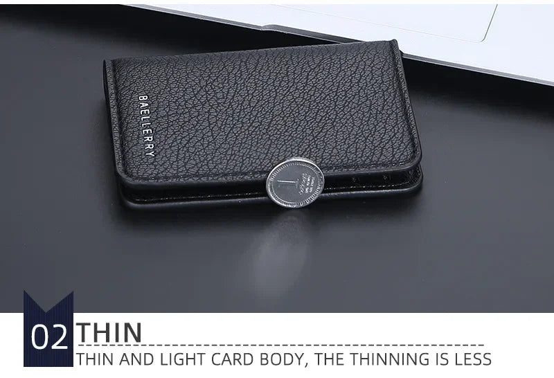 Men's Minimalist Leather Card Wallet Slim Thin Soft Purse Small Credit Card Holder Bank ID Mini Organizer for Men