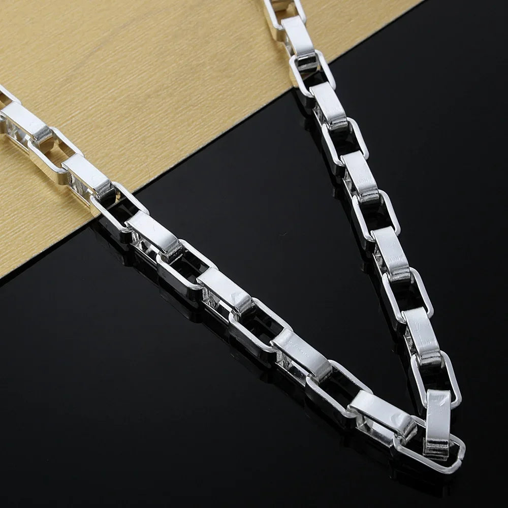 925 sterling Silver classic 5MM long box Chain Bracelets necklace Jewelry set for men Fashion Party wedding accessories Gifts