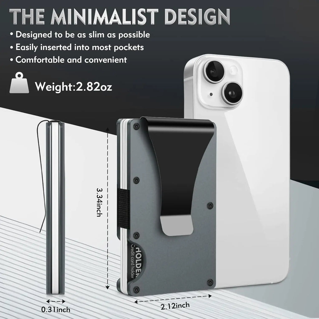 Ultra-Thin & RFID Blocking! Unisex Minimalist Wallet - Scratch-Resistant, Credit Card Holder + Removable Money Clip